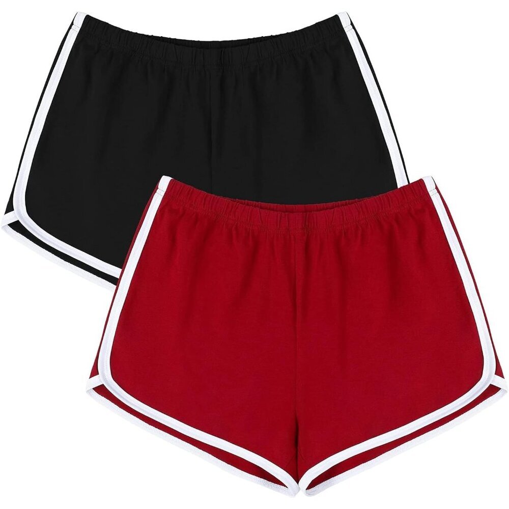 Pack of 2 Women's Comfortable Cotton Gym Shorts in Large – Perfect for Summer